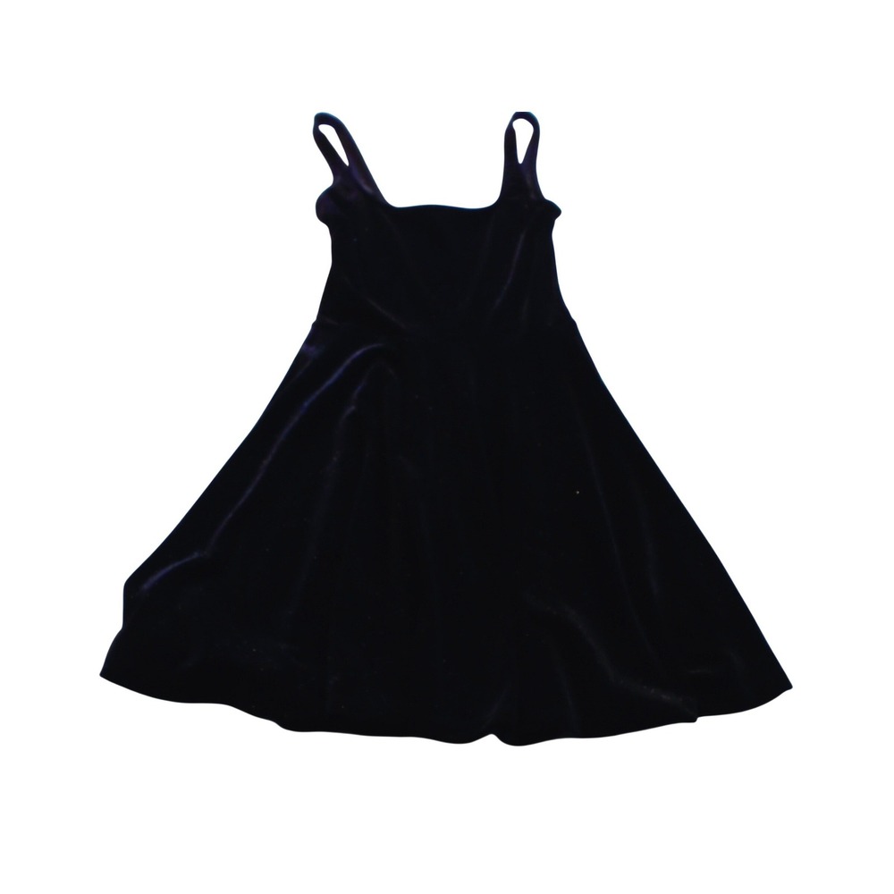 Windsor Black Velvet Glitter Skater Dress Sleeveless Square Neck Sparkle Mini